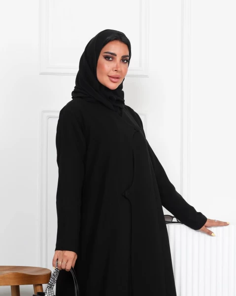 Crepe Abaya in black color IB212